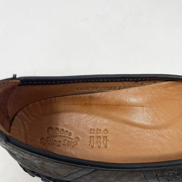 Spring Step Kenyetta Black Gold Perforated Leather Comfort Flat - Picture 7 of 9